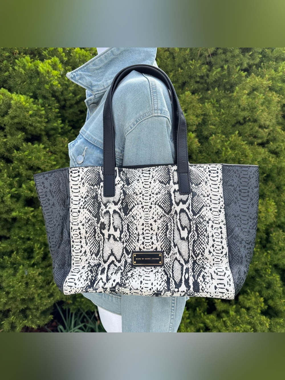 Marc by Marc Jacobs Black & White Snake-Print Tote